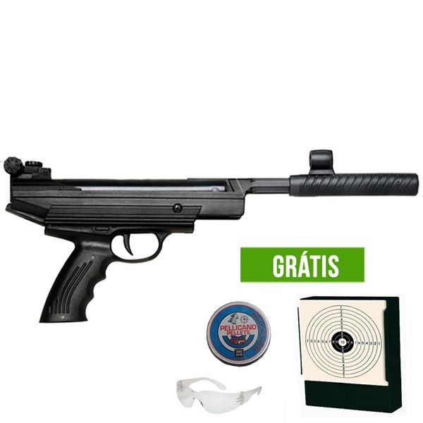 Pistola de Pressão Calibre 4,5mm Modelo HT 25 Preta com Chum